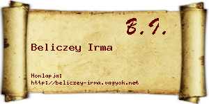 Beliczey Irma névjegykártya